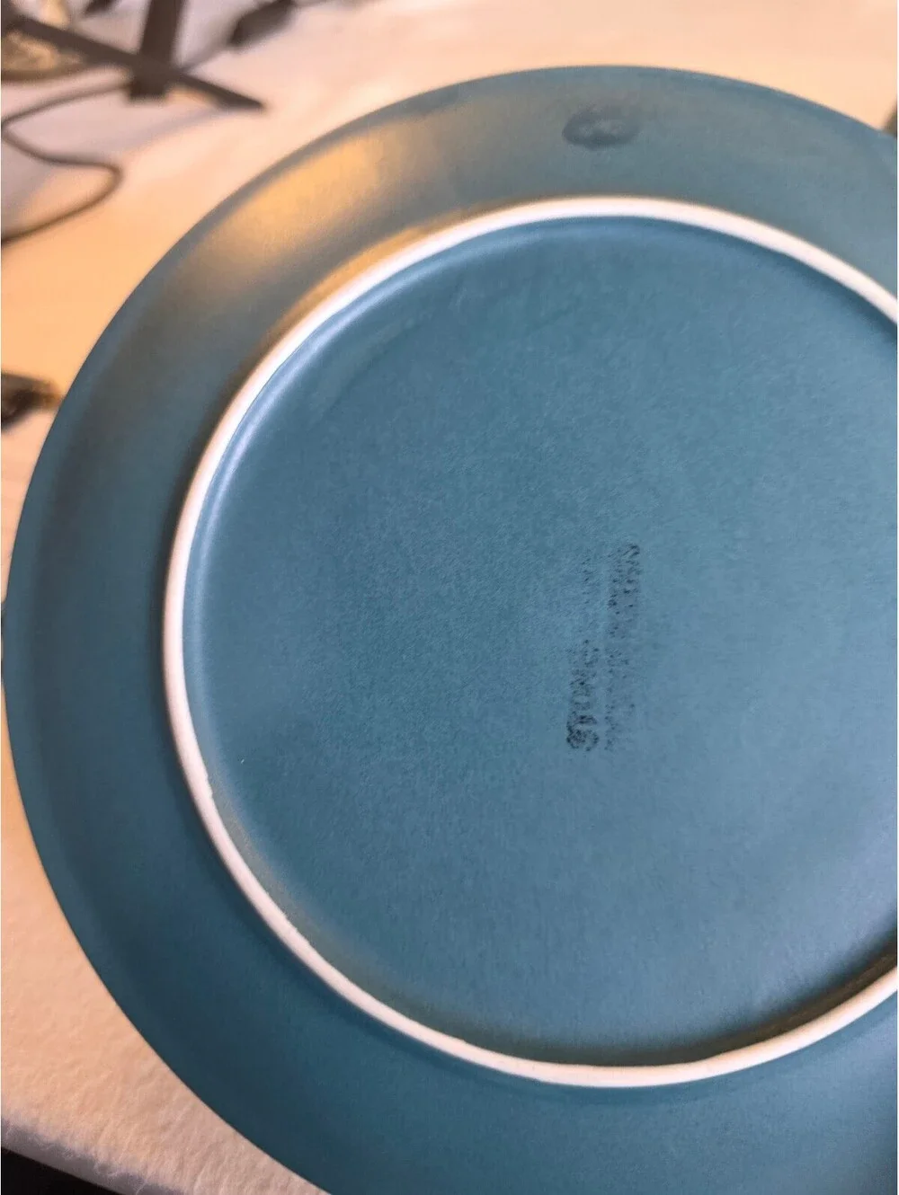 Vintage Jonas Roberts Stoneware Teal Blue Cup Saucer Set of 2 Mid Century